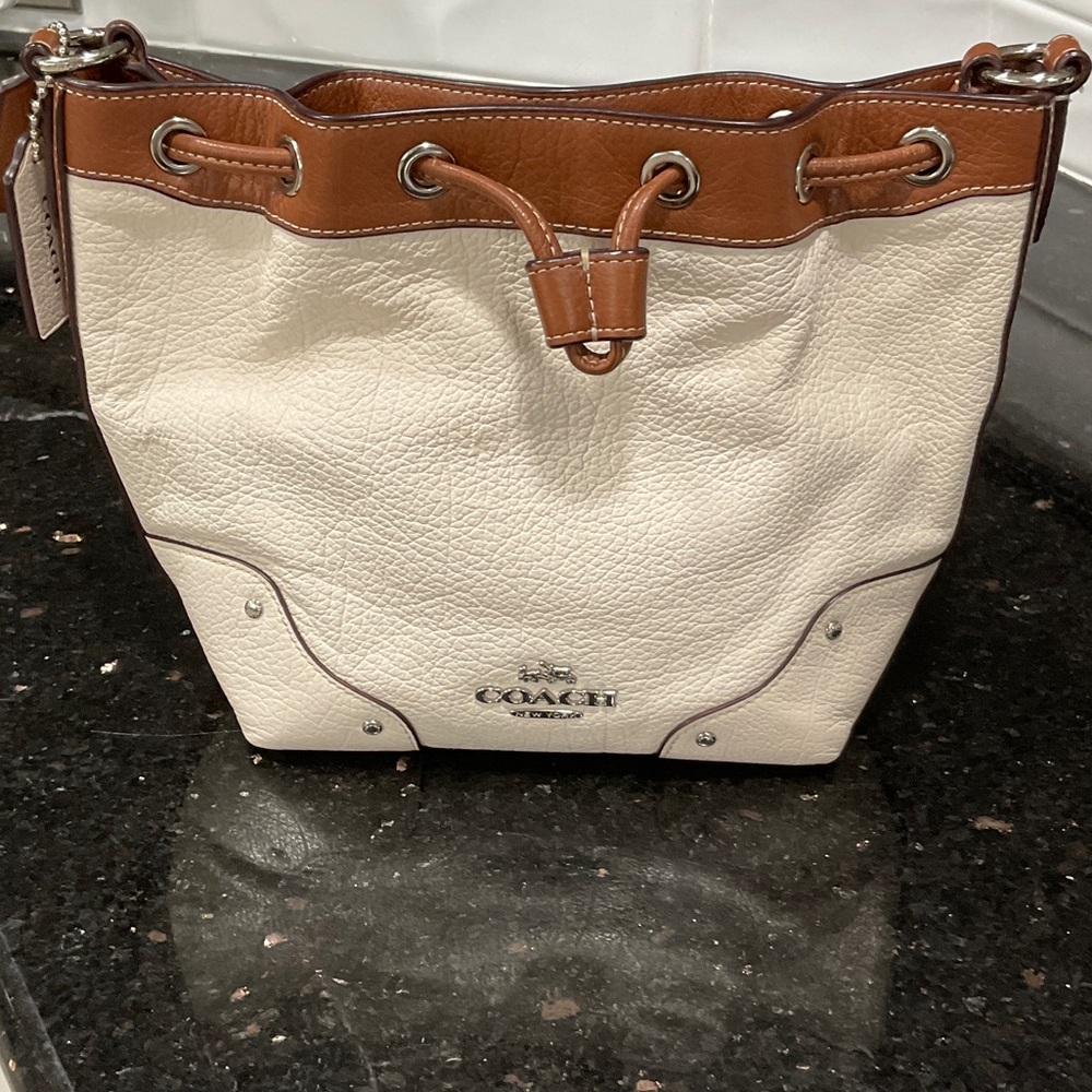 Coach White and Brown cross body/shoulder bag.